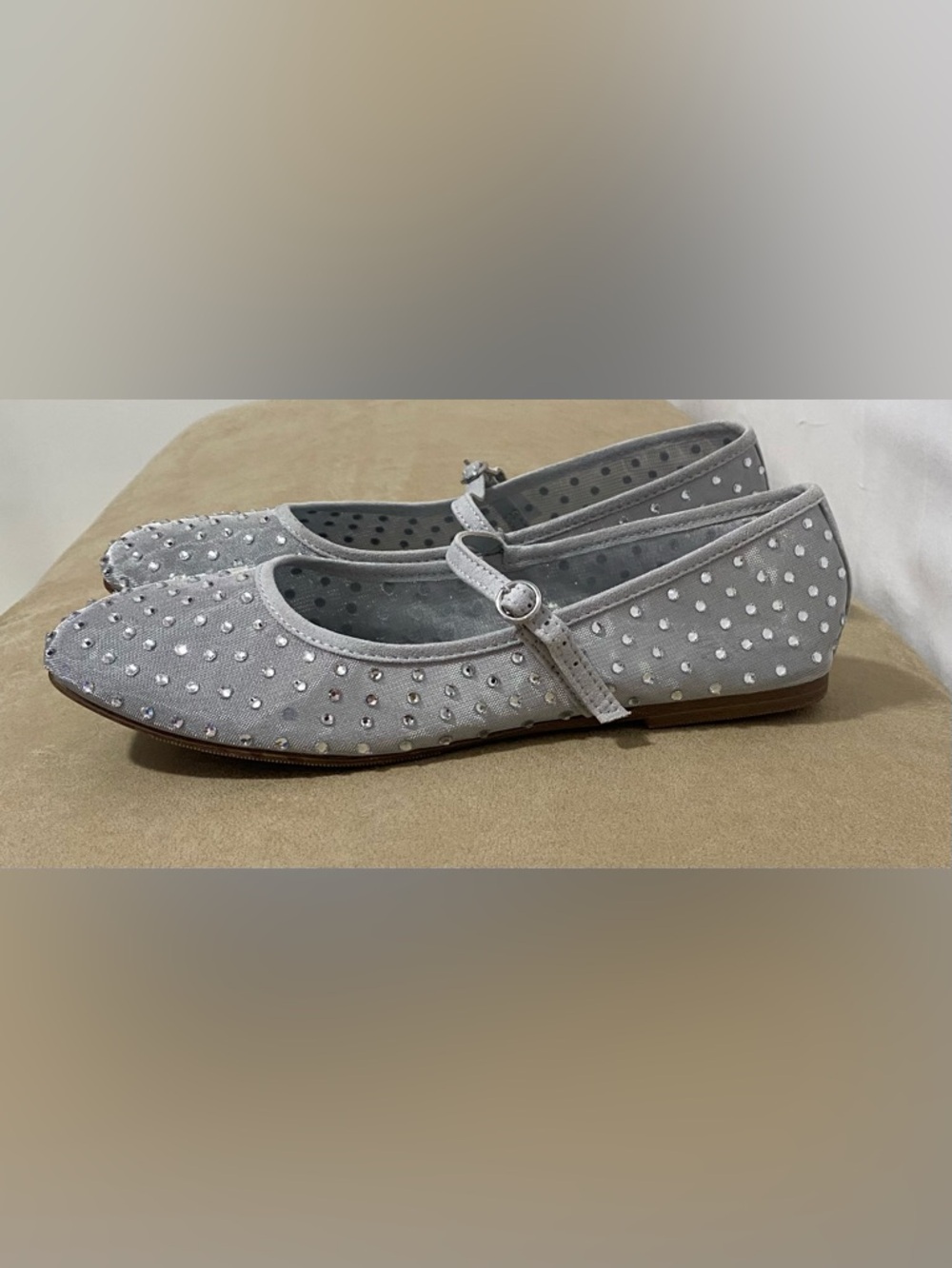 Madden NYC Silver Rhinestone Mary Jane Flats